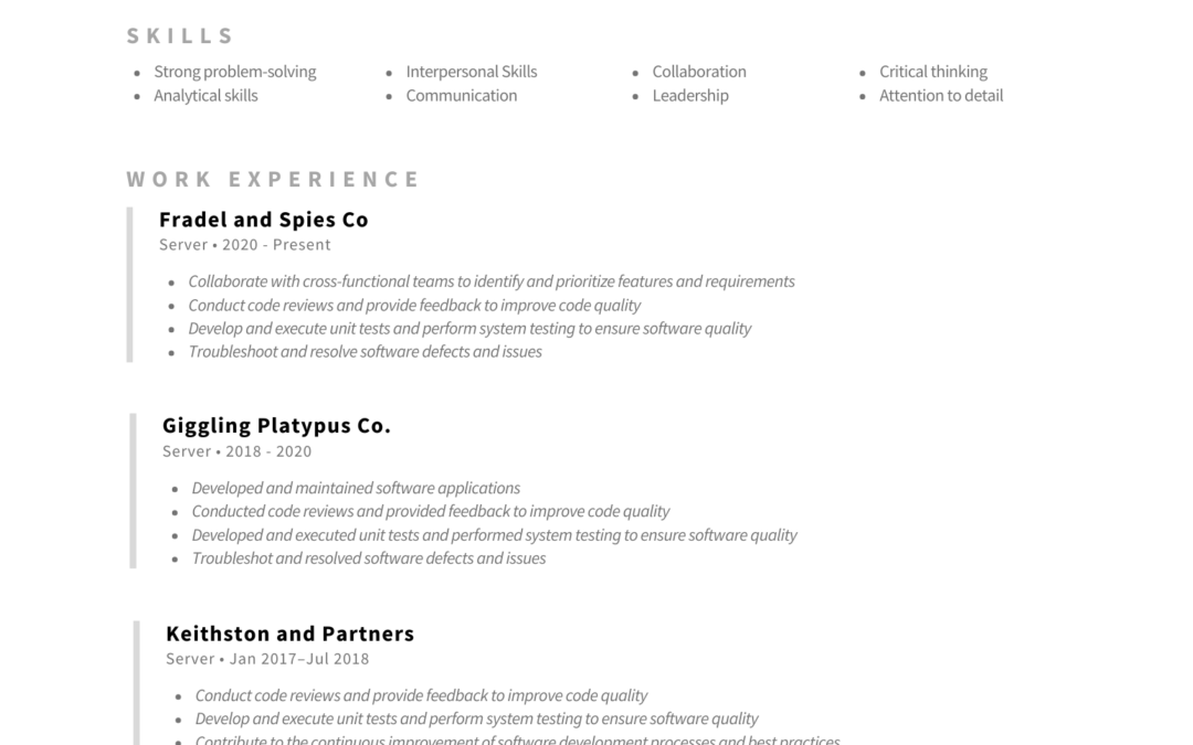 Resume Examples For A Server – Ultimate Writing Guide For 2023